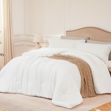 Queen Comforter Sets White,3PCS Soft Lightweight Breathable Bedding Comforter...