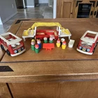Vintage Fisher-Price Little People Mini Buses & Pop-Up Camper – Travel Set