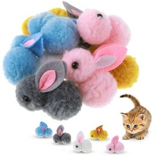10 PCS Plush Toy Balls Bunny Shape Kitten Pompom Soft 5.5cm/2.16in Puff Cat