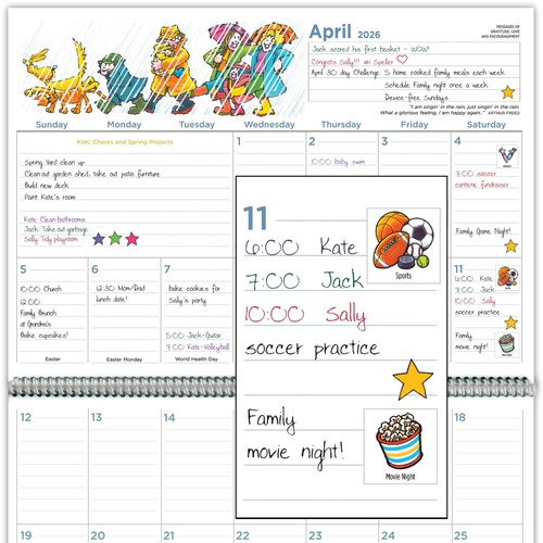 Organisateur et calendrier famille More Time Moms, 2026 (15 x 22 pouces) - Bleu  - Photo 3/7