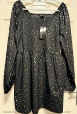 Yours Dress 18 Women’s Party Off The Shoulder Multiple Stars On Black Background
