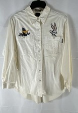 Vintage 90s Looney Tunes Embroidered Bugs  Daffy Long Sleeve Shirt L Old Logo