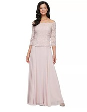 Alex Evenings Women's Off-The-Shoulder Mixed-Media Gown Sz12 219