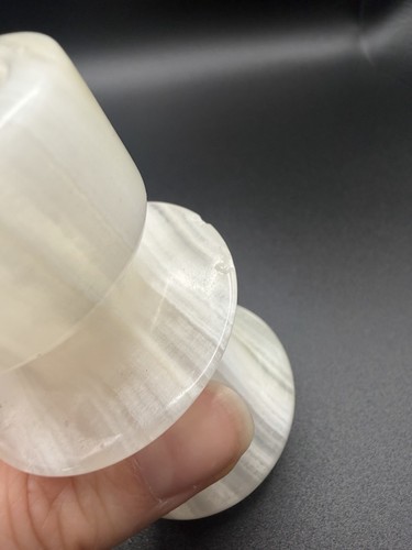 Vintage Alabaster Stone Candle Holders Pair White 3” See Desc - Picture 7 of 11