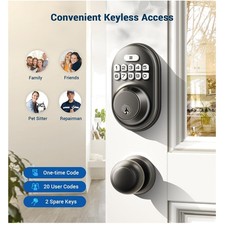 RZ-A Electronic Keypad Deadbolt Door Lock, Matte B