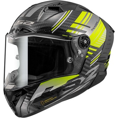 LS2 THUNDER C VOLT VOLLCARBON SCHWARZ GELB GLÄNZEND HELM FF805