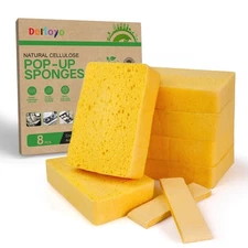 8-Count Pop Up Cellulose Sponges | Non-Scratch Eco-Friendly Kitchen Sponges f...