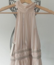 RRp £110 Monsoon New Nude Colour Bead Ruched Evening Occasion Dress 12