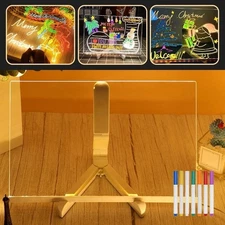 LED Children Drawing Boards Dry Erase Board Acrylic Note Lamp Night Light Gift 
