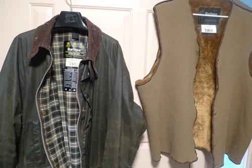 BARBOUR -A150 BEAUFORT WAX COTTON JACKET & LINER - SAGE - SHABBY CHIC-  48 - product listing photo