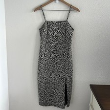 Zara Leopard Animal Print Dress with Slit Medium