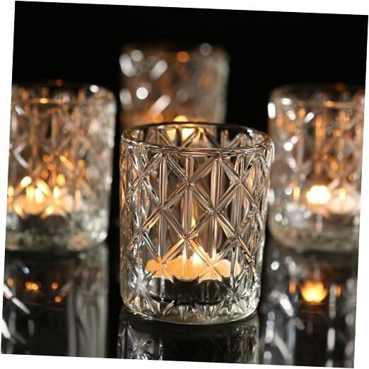 24pcs Clear Glass Votive Candle Holders for Wedding Centerpieces and Decor
