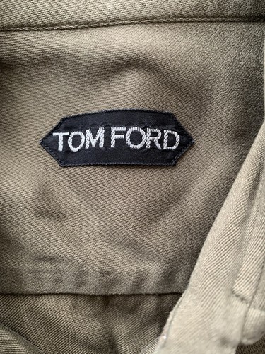 Tom Ford Men's Military Green Cotton Shirt Double Pocket, Size 15.5 - Picture 5 of 6