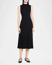 NEW, Theory Sleeveless Cable-Knit Midi Dress in black Size L MD1140