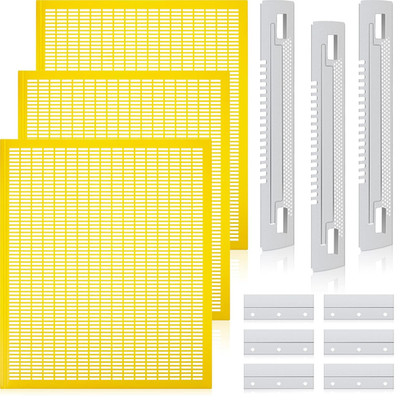 6-Piece Plastic Queen Excluder Set for 10 Frame Beehives - Yellow