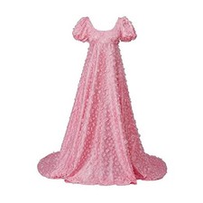 Women's Daphne Basset Dress Regency Dresses Jane Austen Style X-Small Pink Lace