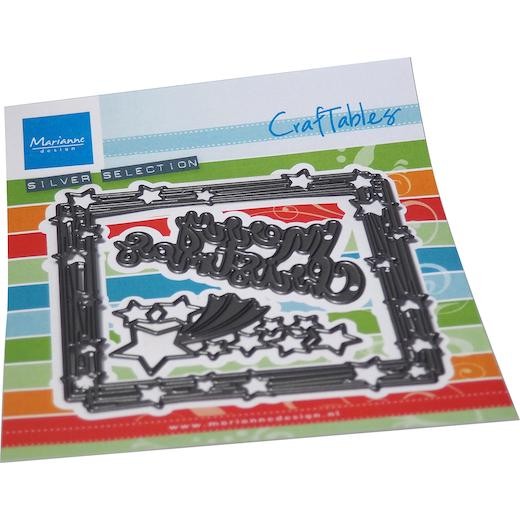 Marianne Design Craftables Cutting Dies - Merry Christmas, Square & Stars CR1557
