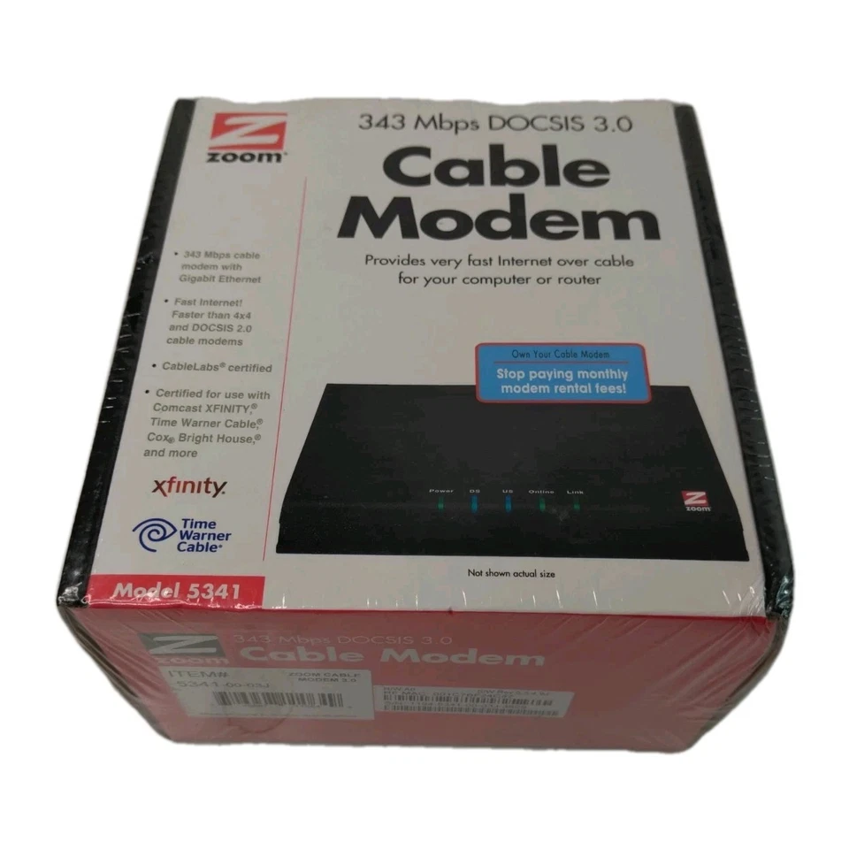 ZOOM CABLE MODEM 343 Mbps DOCSIS 3.0 MODEL 5341 New Sealed - Image 2 of 3