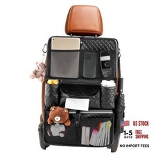 Car Seat Organizer with Foldable Table Tray - 11 Storage Pockets 1 Pack Black