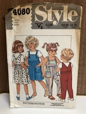 Vintage 1980s Style Girls Sewing Pinafore Dungarees Pattern 4080 S4,5 & 6Yrs Old