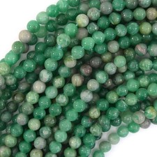 6mm natural green African jade round beads 15.5" strand S4