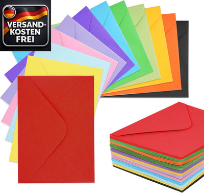 Bunte Briefumschläge B6 17,5x12,5cm mit Selbstklebung, 12 Farben, 72 Stück