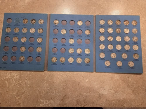 Book of Mercury Dimes (54 different Dates) Good to Fine $5.40 Face 90% Silver