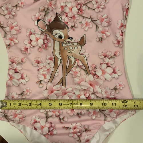 Monnalisa Girls Bambi Disney Print With Pink Flowers One Piece Swimsuit Size 12 - Picture 11 of 15