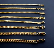 14K Yellow Gold Square Franco Box Necklace Bracelet Chain Real 1mm-5.5mm 7"-30"