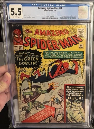 Amazing Spider-Man 14 CGC 5.5 Off-White Pages 1st Appearance Of Green Goblin