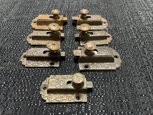 Lot (7) Antique Decorative Eastlake Style Mortise Cabinet Door Latches