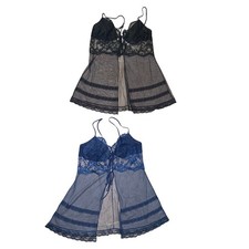 Vintage Victoria's Secret Lot Of 2 Y2K Sheer Fly-Away Babydoll Lingerie Sz M