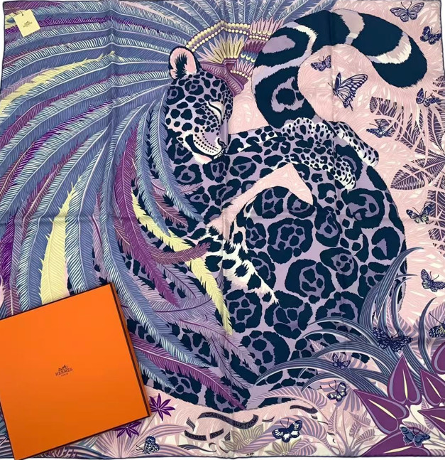 Jaguar quetzal blue - Hermès Scarf Details | Scarf Sage