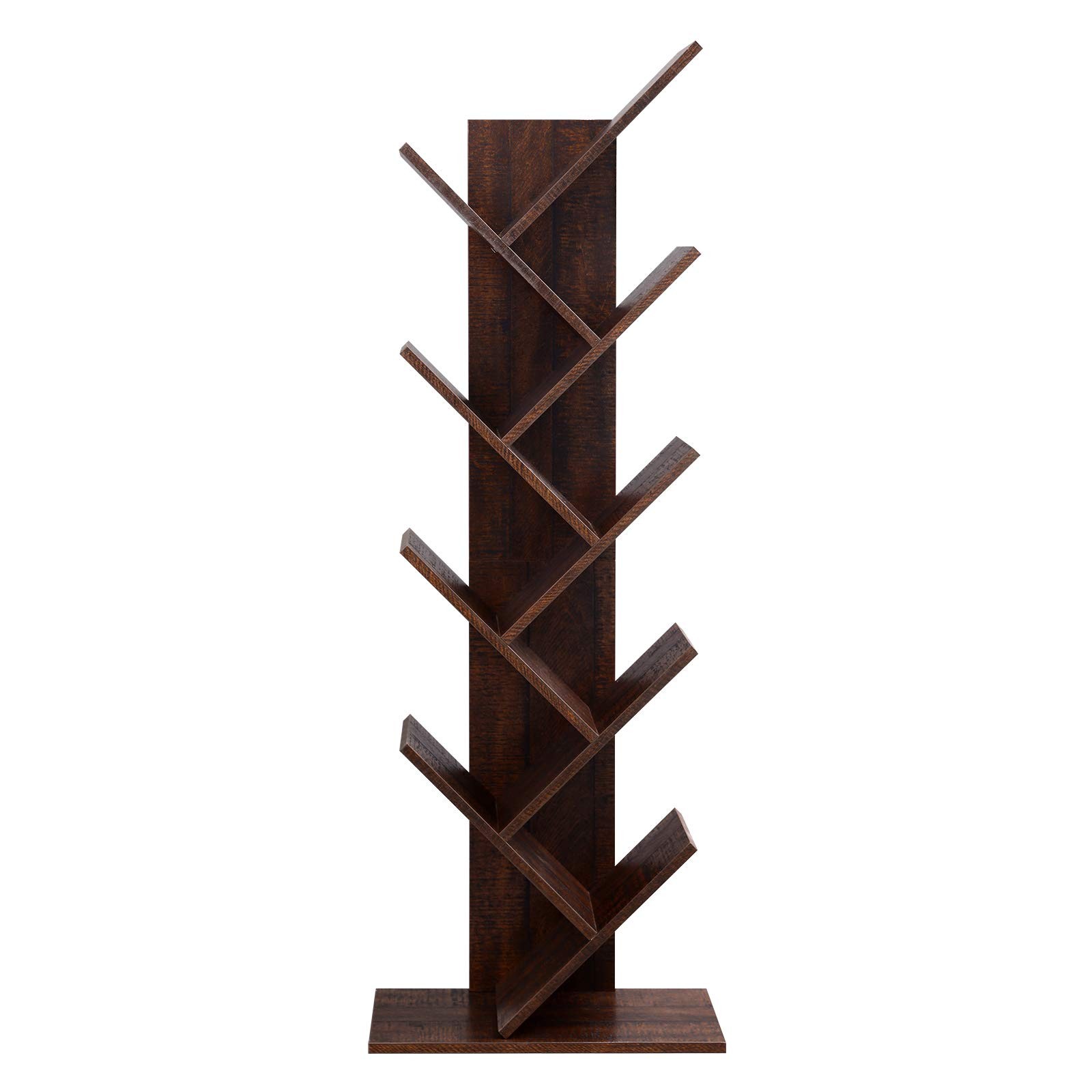 Tree Bookshelf, 9-Tier Bookcase, Large Bookshelf, Space-Saving Corner Shelf, ...