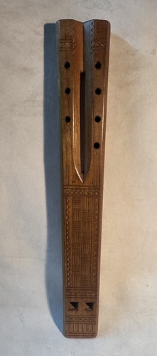 VTG Hand Carved Wood 7 Hole Balkan Double Flute - Yugoslavia - Collectible