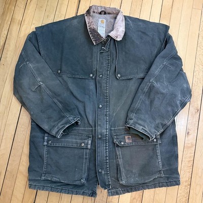 Vintage Carhartt C10 MOS Chore Coat Jacket 2XL Green Sherpa Duck Canvas Y2K
