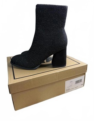 Mia Piana Ankle Boots 10421430 Size 7 NWT Black Pull On Block Heel Dressy Office