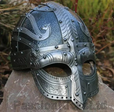 Viking Warrior Helmet With Norse Detailing Hand-Forged Nordic Helmet