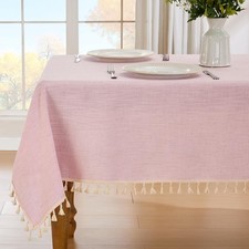 Valentines Textured Tablecloth Heavy Duty Linen Style Farmhouse Table Cloth