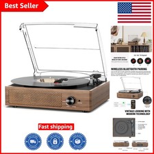 Elegant Wooden Retro Record Player with Bluetooth AUX - Perfect Home Gift
