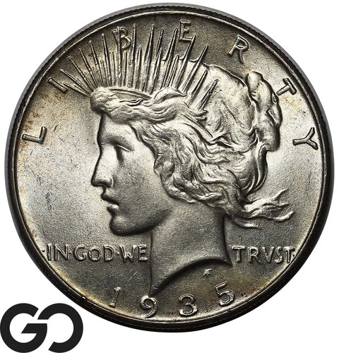1935 Peace Dollar, Solid Gem BU++, Tough This Nice!