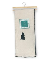 North Spruce Lane Decorative Cotton Throw Blanket 50x60 Holiday Tree Cream Green