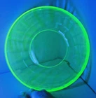 🌟 Vintage Uranium Green Depression Glass Optic Block 5 3/8" Vaseline Berry Bowl