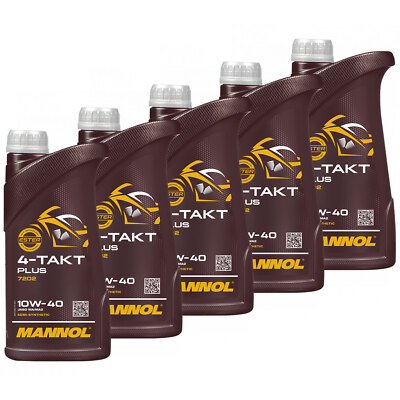5x 1 Liter MANNOL 4-Takt Plus API SL SAE 10W-40 teilsynthetisch Motorrad Roller