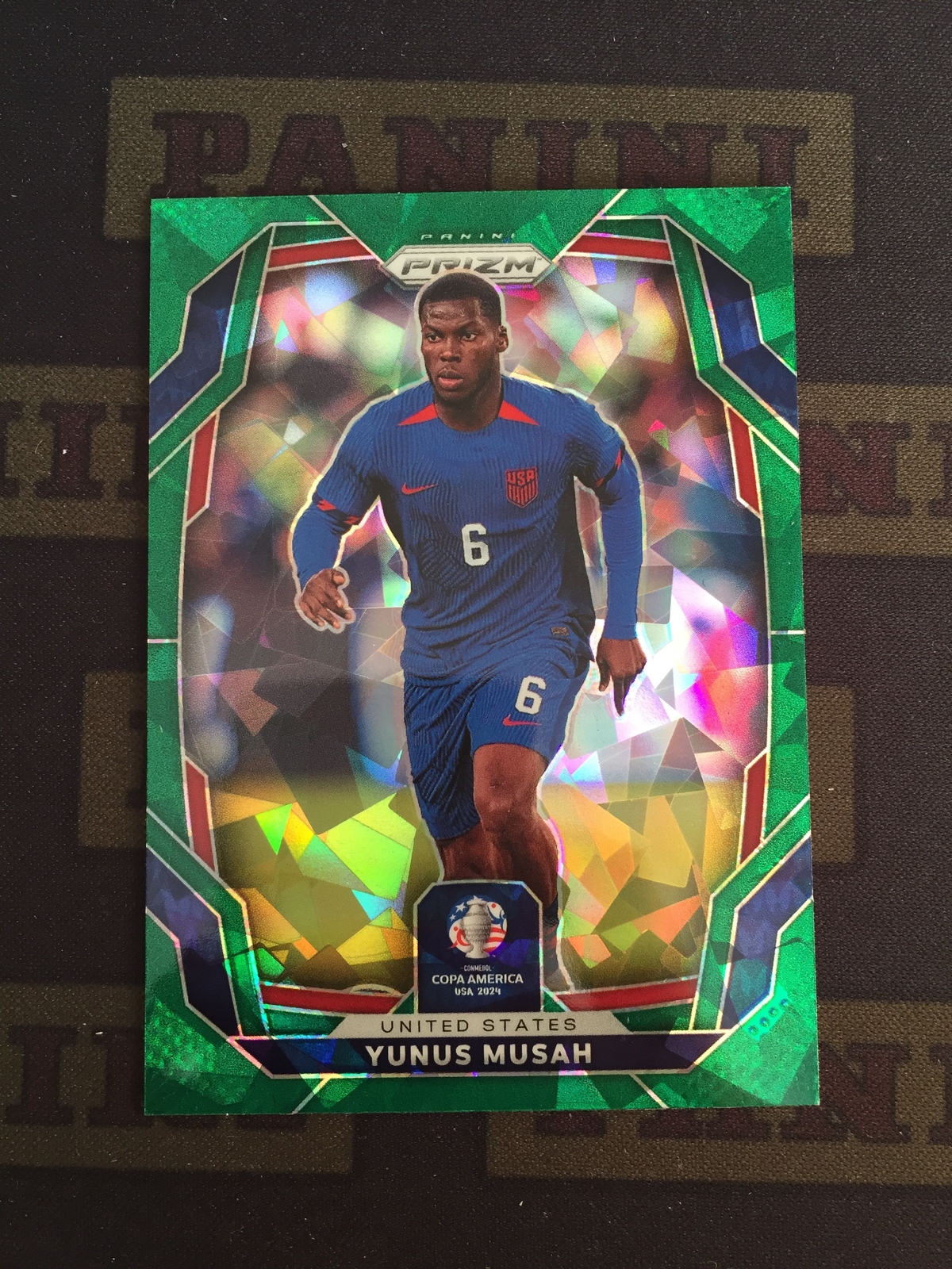 2024 Panini Prizm Copa America Yunus Musah Green Crystal Green Ice SSP USA USMNT