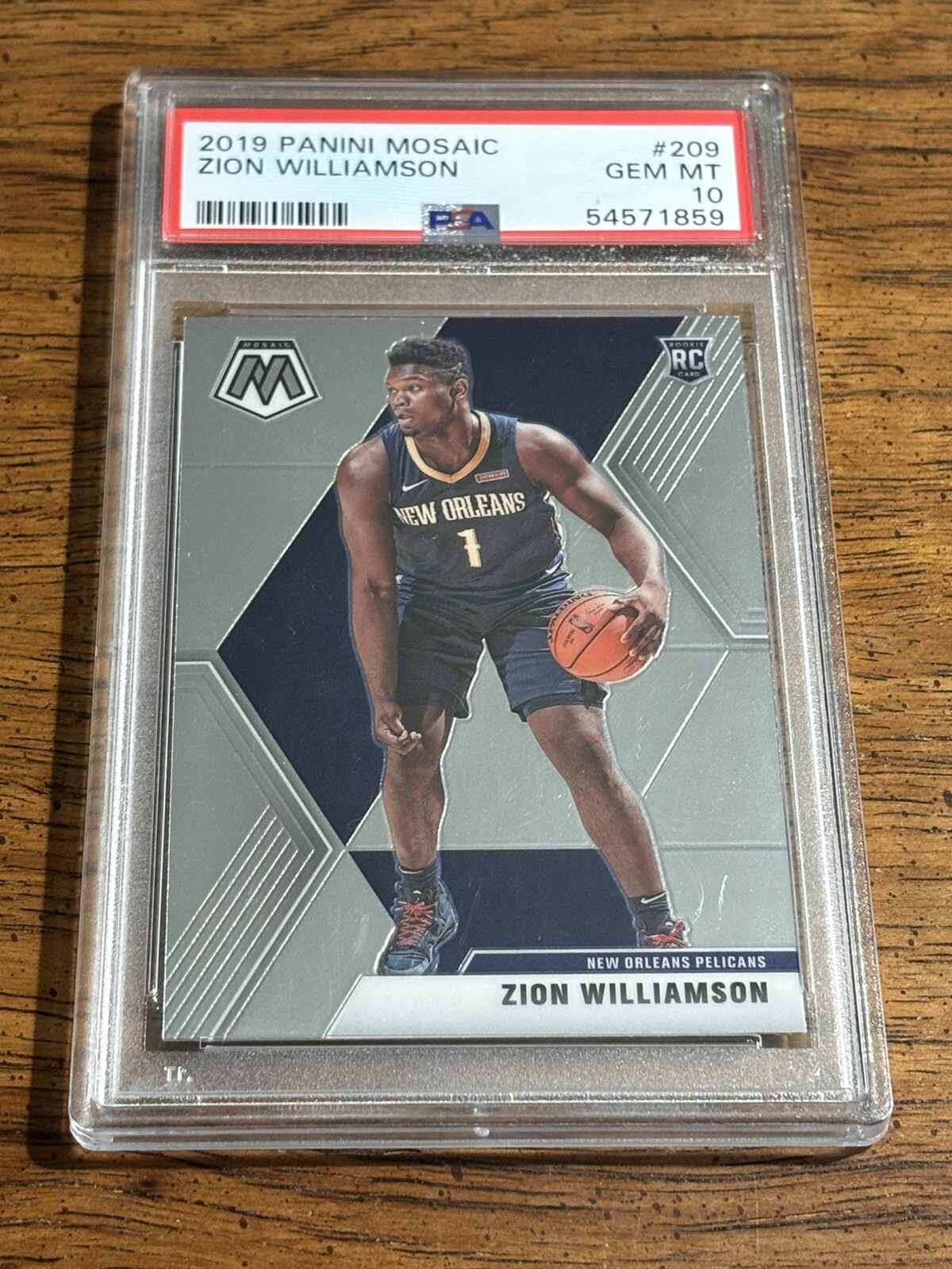 2019-20 Panini Mosaic #209 Zion Williamson PSA 10 Gem Mint Rookie Pelicans RC