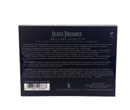 BLACK RADIANCE BRILLIANT EFFECTS EYE SHADOW PALETTE - 12 COLORS - NO ANIMAL TEST - Picture 2 of 3
