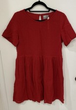New ASOS Red Lined Smock Dress Size US 8