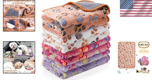 Machine Washable Pet Blankets for Small Animals - Waterproof & Soft Fleece Set - Picture 2 of 9
