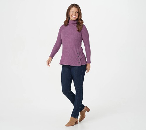 Susan Graver Weekend Reg Brushed Textured Knit Cowl-Neck Tunic A387750 - Picture 8 of 8